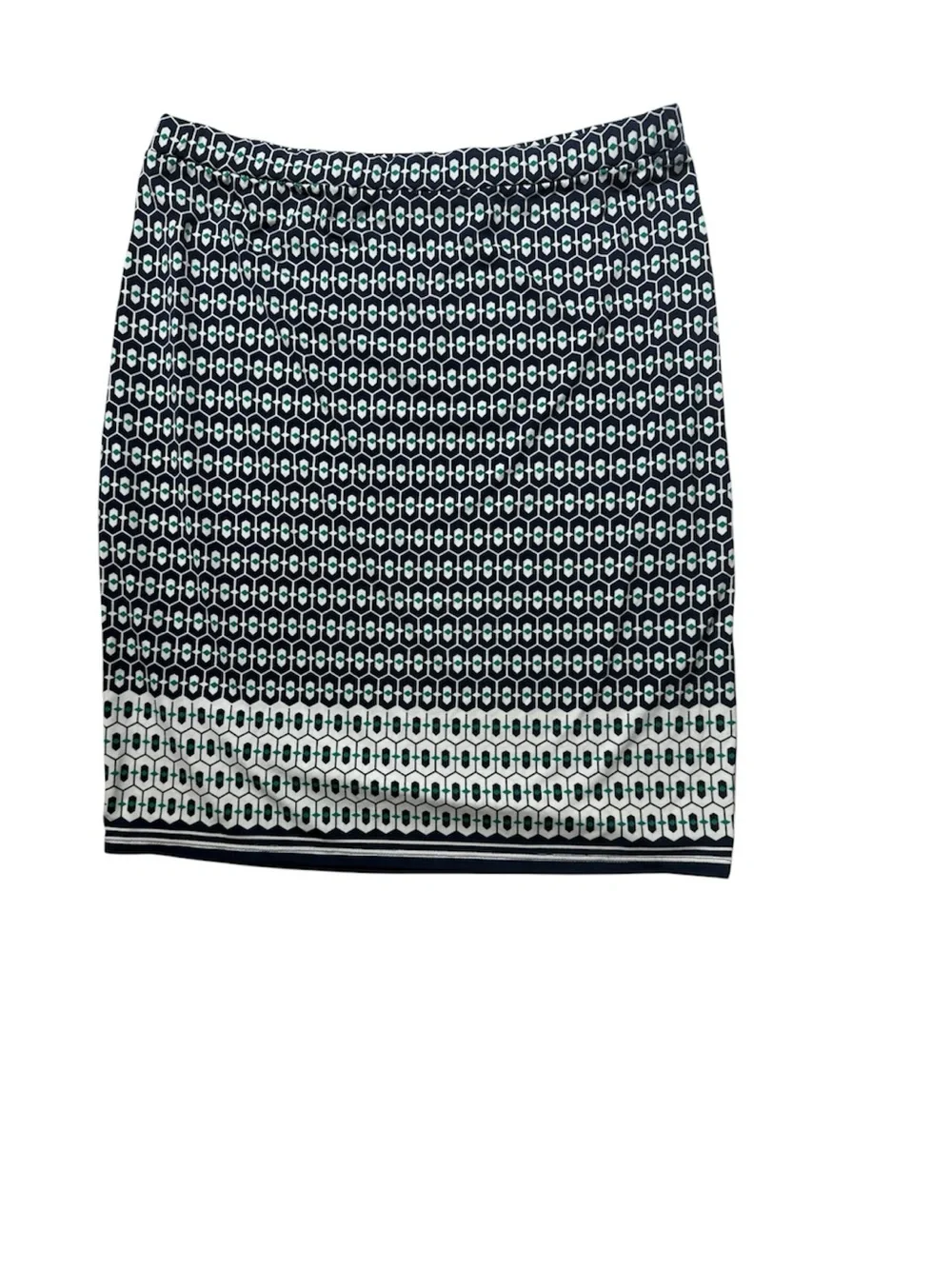 Max Studio 2 Piece Skirt Set Medium Geometric Print Sleeveless Top Navy White
